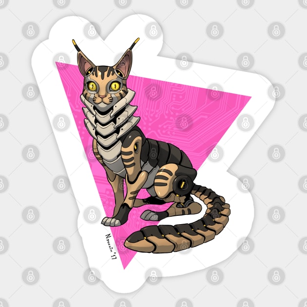 Cyborg Maine Coon Cat Sticker by Novanim